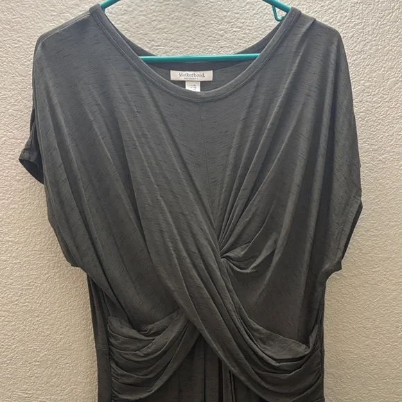 Motherhood Elegant green Draped Midi Dress - Picture 2 of 2